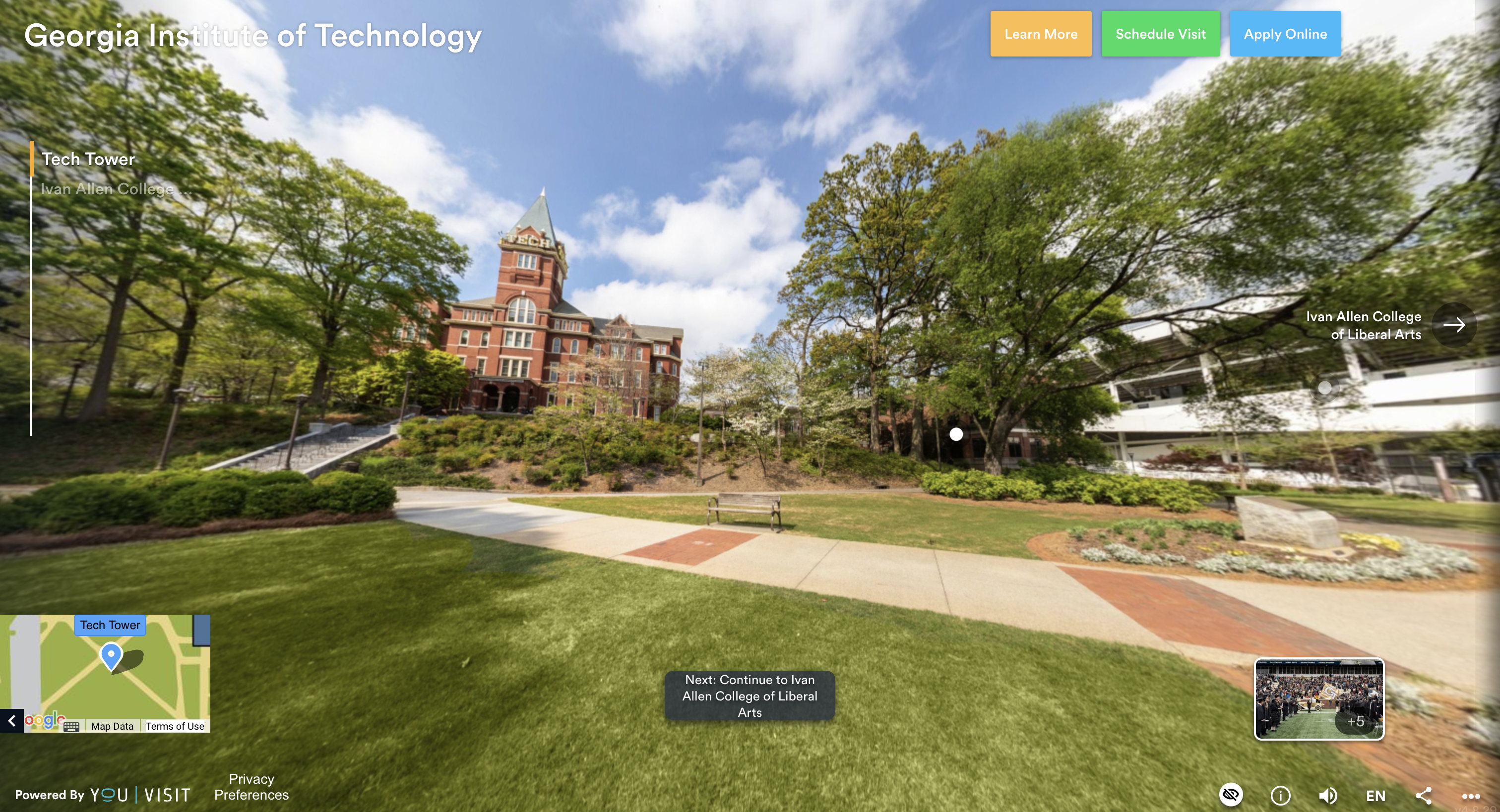 Tech's virtual campus tour launched on Aug. 14 and features 360-degree views of iconic spots across campus.
