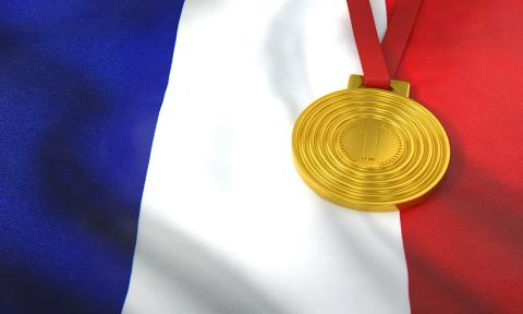 France Flag with Medal 