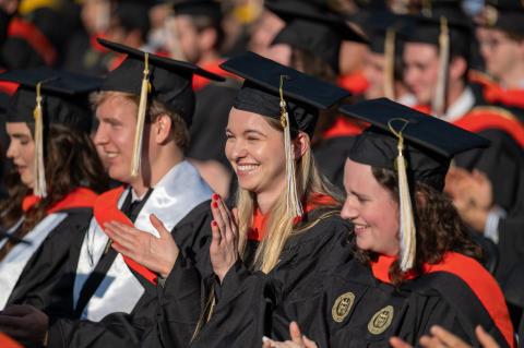 Group of Georgia Tech students at commencement ceremony.