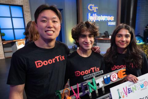 Team DoorTix holds People's Choice Award following 2026 InVenture Prize competition.